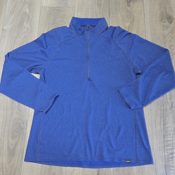 Patagonia Capilene 3‎ Midweight Baselayer Shirt Men XL Blue Zip Neck Polartec - Picture 1 of 10